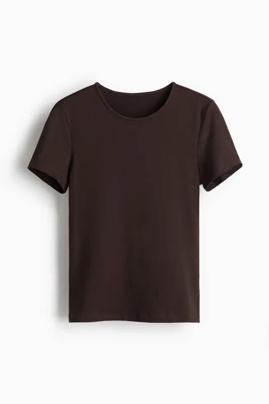 H & M - Microfibre T-shirt - Brown sold by H&M