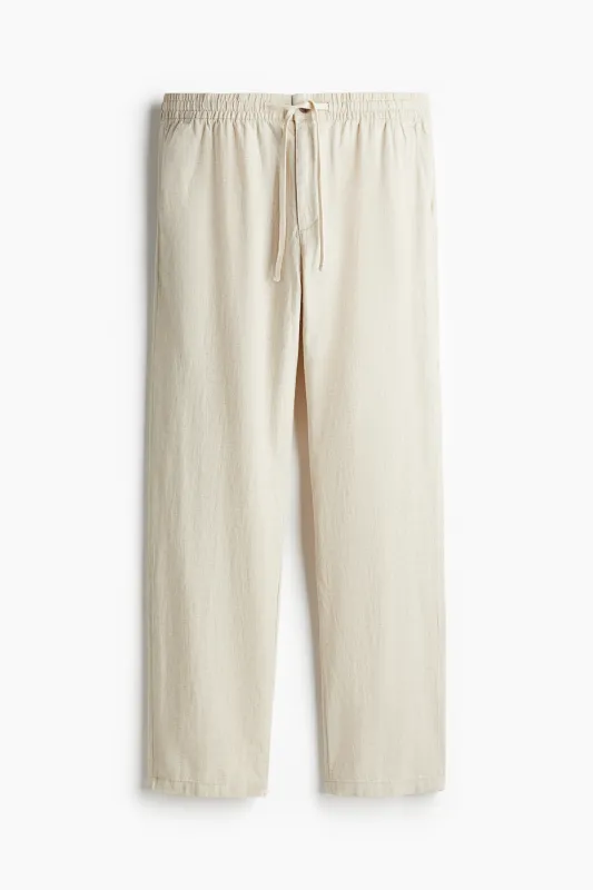 H & M - Regular Fit Linen-blend trousers - White sold by H&M