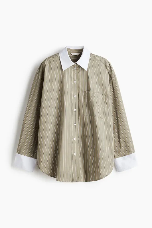 H & M - Poplin shirt - Green sold by H&M