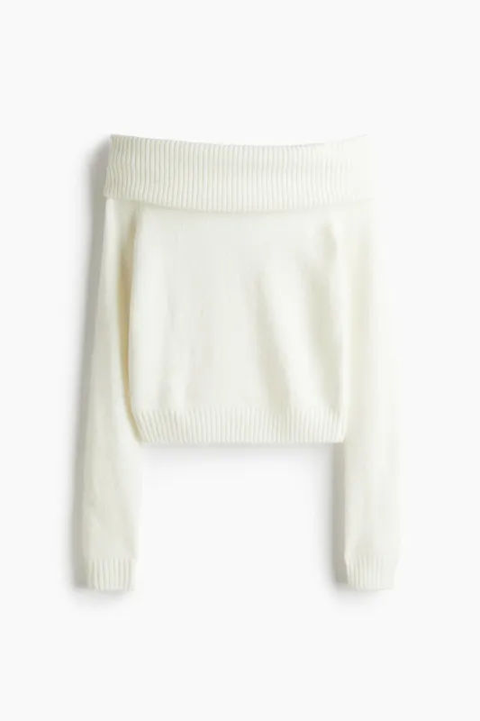 H & M - Off-the-shoulder jumper - White sold by H&M