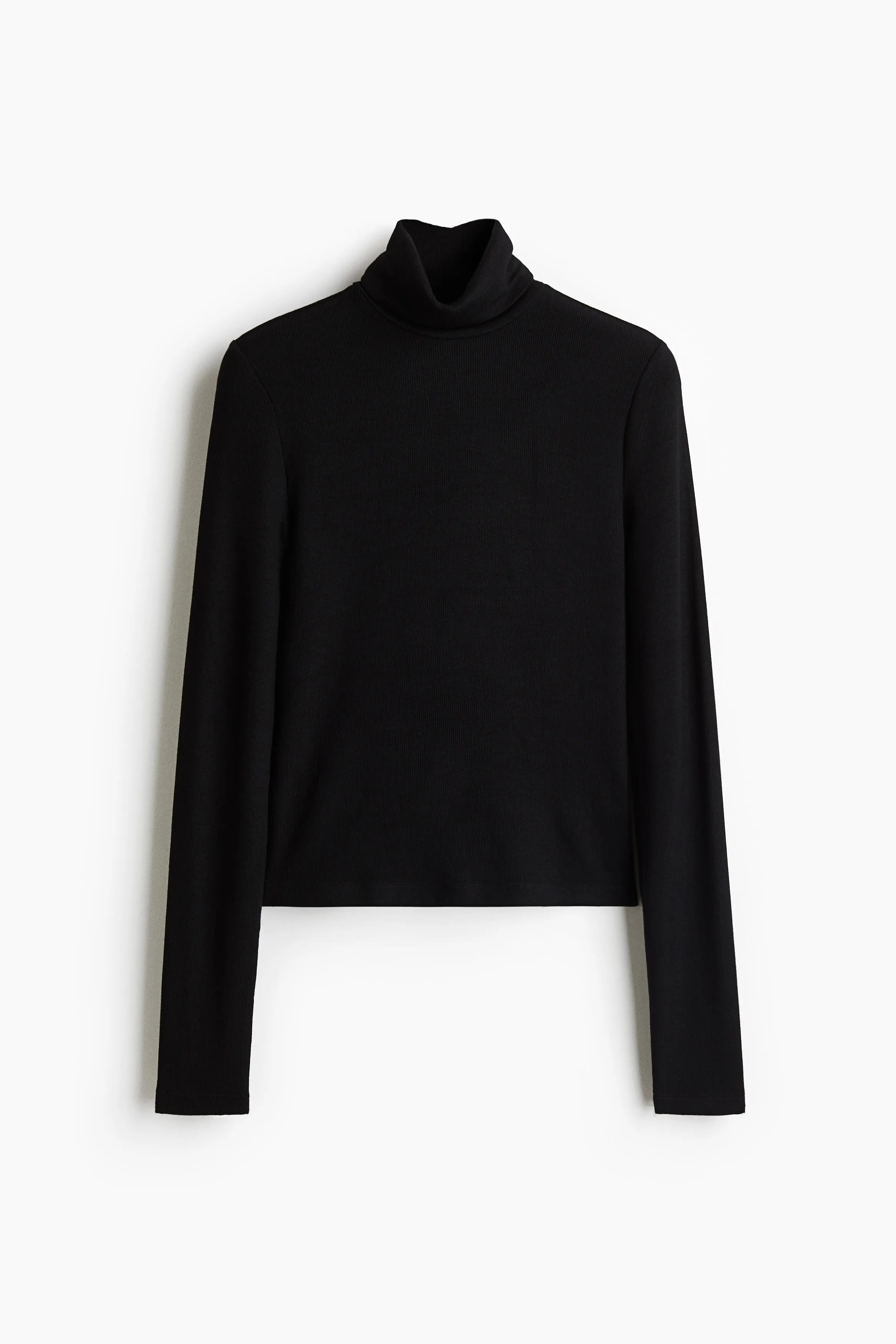 H & M - Ribbed polo-neck top - Black sold by H&M