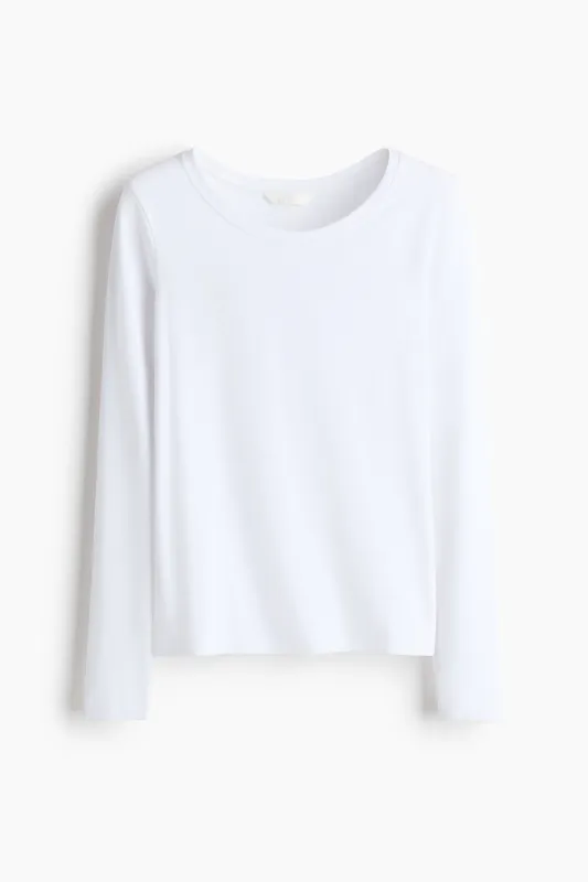 H & M - Fitted cotton top - White made by H&M