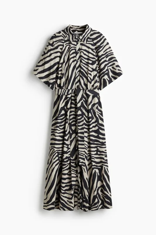 H & M - Tie-belt shirt dress - Black made by H&M