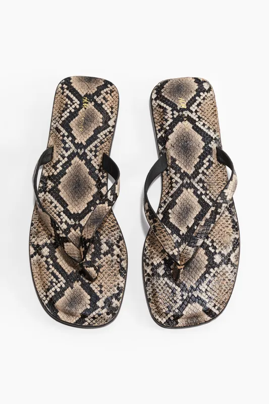 H & M - Leather flip-flops - Beige made by H&M