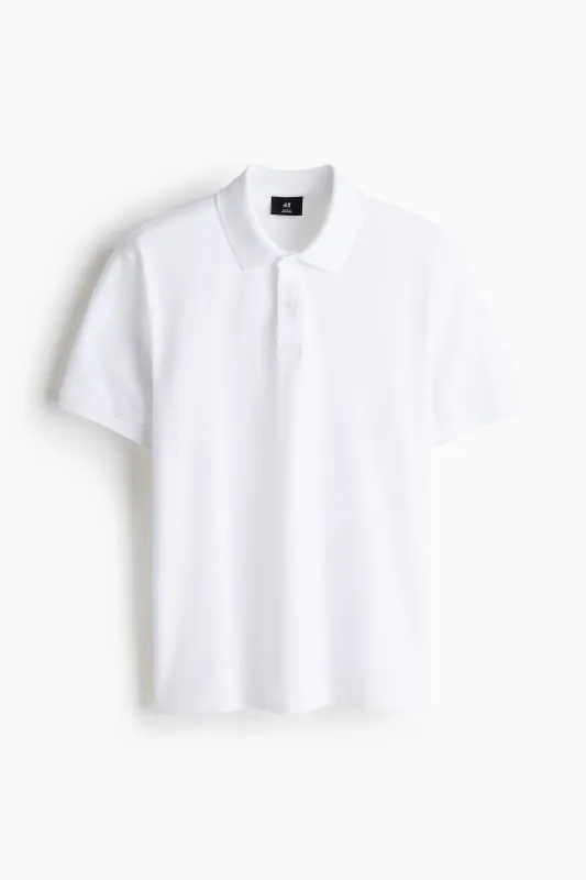 H & M - Regular Fit Polo shirt - White made by H&M