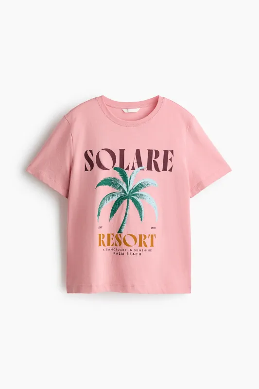 H & M - Printed T-shirt - Dusty Pink/Solare made by H&M