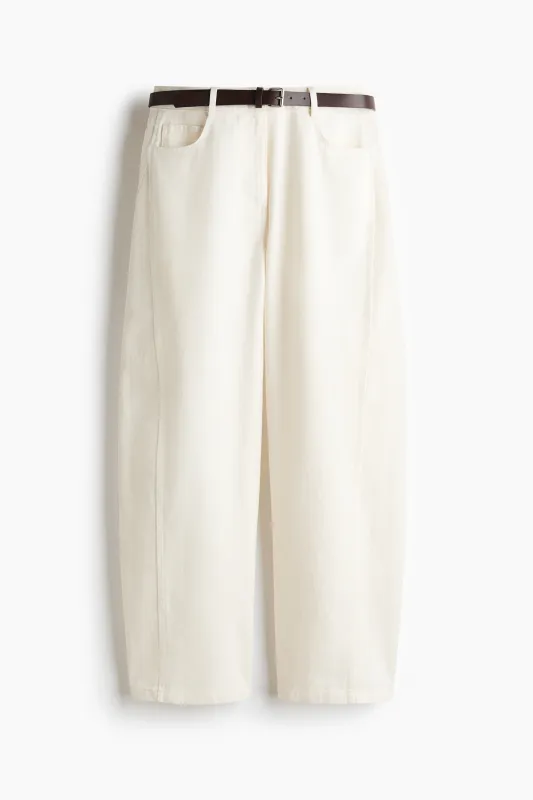 H & M - Barrel High Waist Jeans - Cream made by H&M
