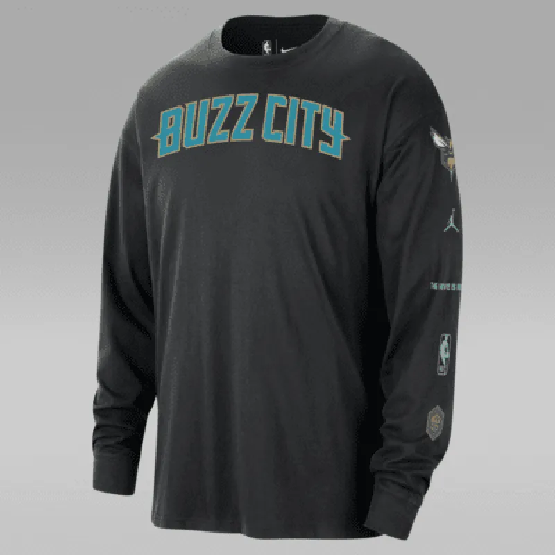 Charlotte Hornets 2023/24 City Edition Men's Jordan NBA Max90 Long-Sleeve T-Shirt made by Nike