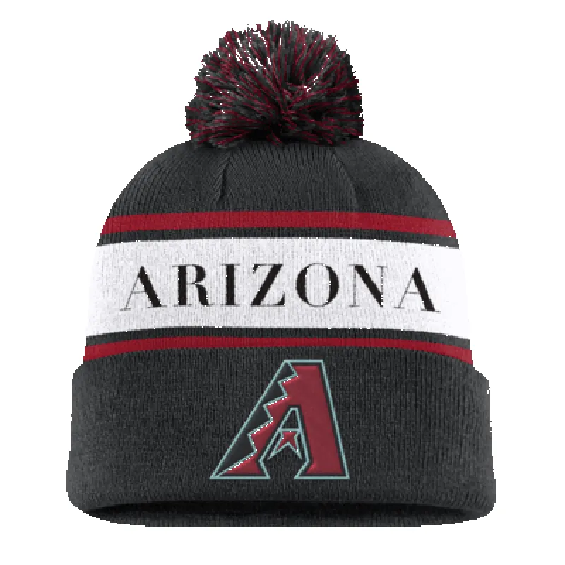 Arizona Diamondbacks Team Stripe Peak Men's Nike MLB Cuffed Pom Beanie sold by Nike