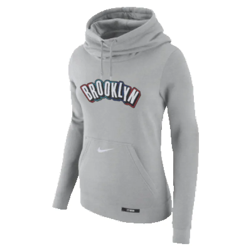 Brooklyn Nets Club City Edition Women's Nike NBA Fleece Funnel-Neck Hoodie sold by Nike