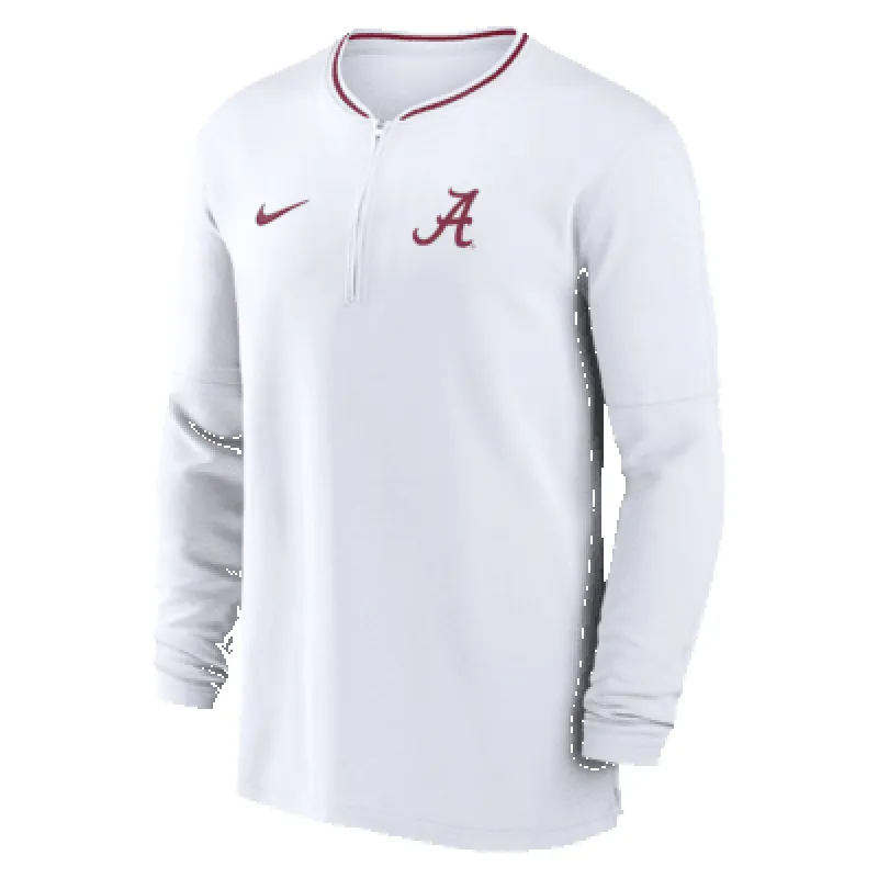 Alabama Crimson Tide Sideline Coach Men's Nike Dri-FIT College 1/2-Zip Long-Sleeve Top sold by Nike