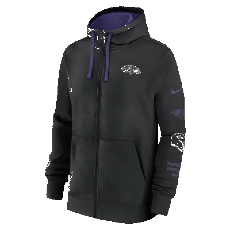 Baltimore Ravens Club Men's Nike NFL Full-Zip Hoodie made by Nike