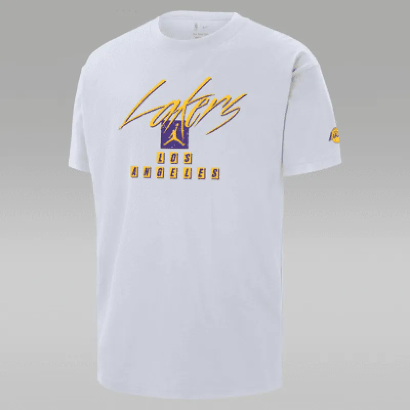 Los Angeles Lakers Courtside Statement Edition Men's Jordan NBA Max90 T-Shirt sold by Nike