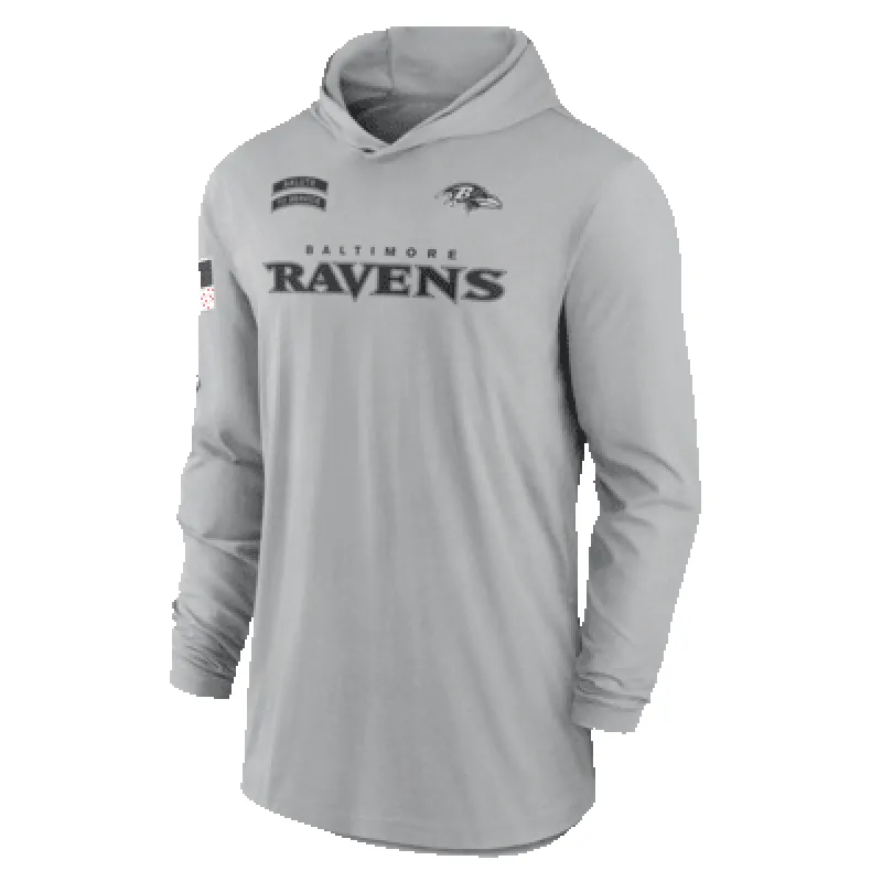 Baltimore Ravens Salute to Service Edge Mascot Lockup Men’s Nike Dri-FIT NFL Long-Sleeve Hooded Top sold by Nike