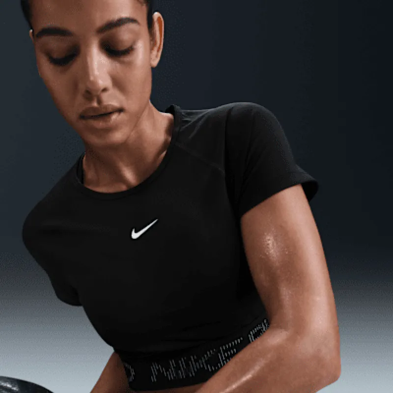 Nike Pro Women's Dri-FIT Short-Sleeve Cropped Graphic Top sold by Nike