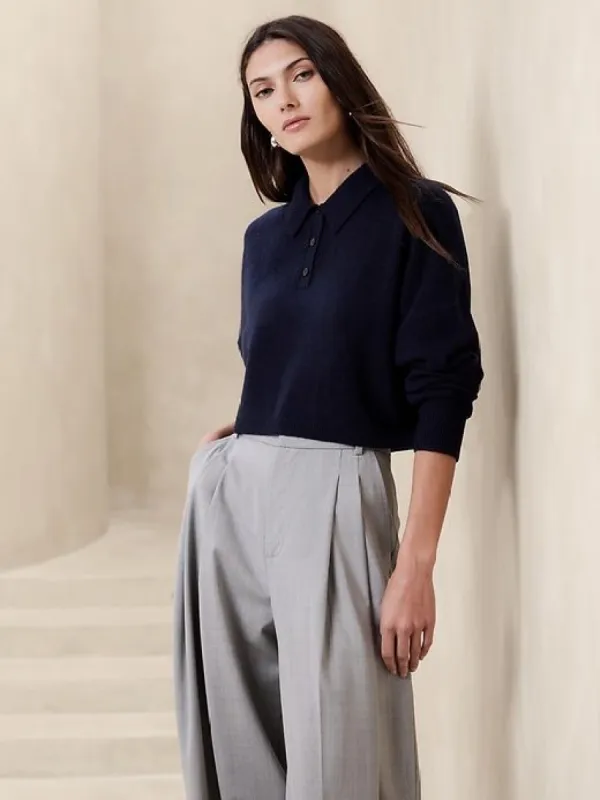 Luna Cropped Cashmere Sweater Polo sold by Banana Republic