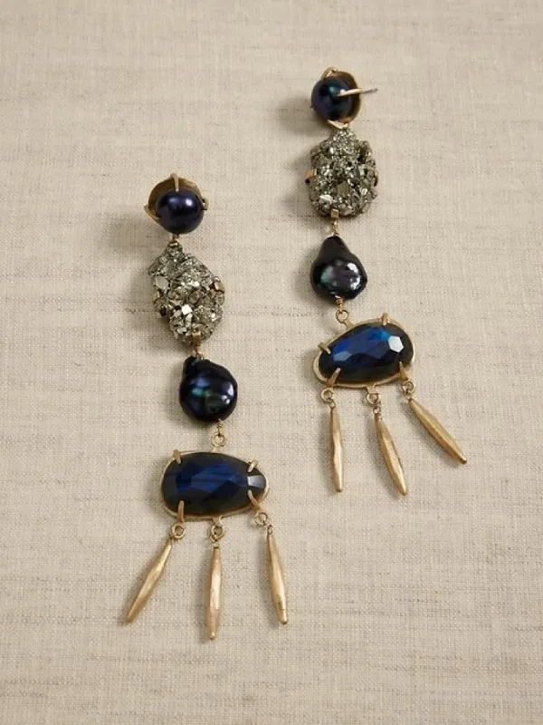 Alina Quartet Labradorite Post Earrings | Aureus + Argent sold by Banana Republic