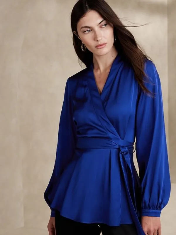 Carilla Satin Wrap Top sold by Banana Republic