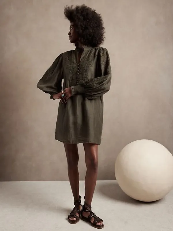 Petite Embroidered Ramie Dress sold by Banana Republic