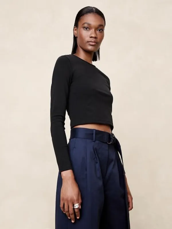 Refined Cropped Long-Sleeve T-Shirt sold by Banana Republic