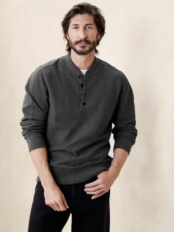 Double-Knit Henley T-Shirt sold by Banana Republic