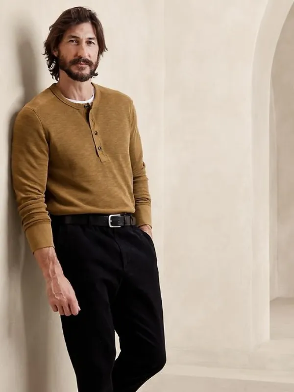 Double-Knit Henley T-Shirt sold by Banana Republic