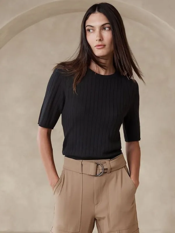 Nezha Merino Ribbed Sweater sold by Banana Republic