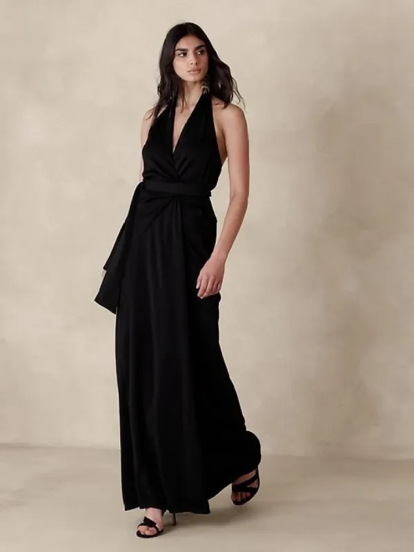 Bettina Satin Halter Maxi Dress made by Banana Republic
