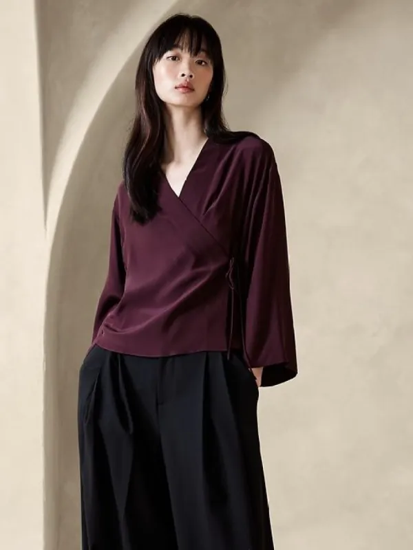 Alisa Silk Wrap Top sold by Banana Republic