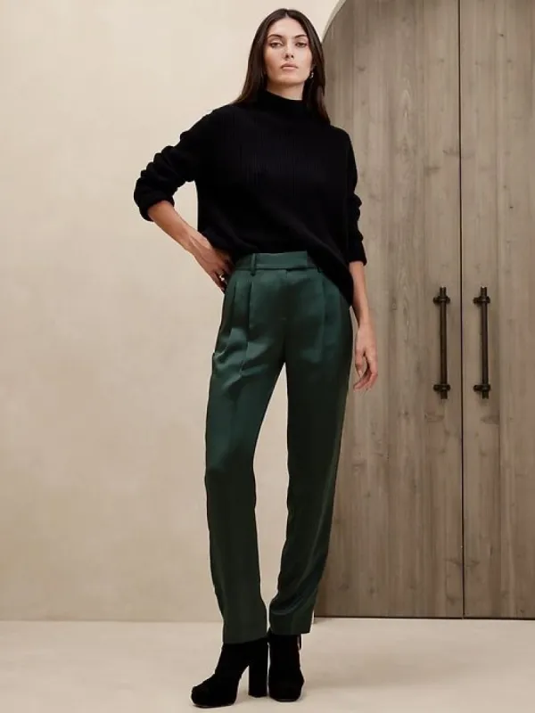 Isa Pleated Italian Satin Pant sold by Banana Republic