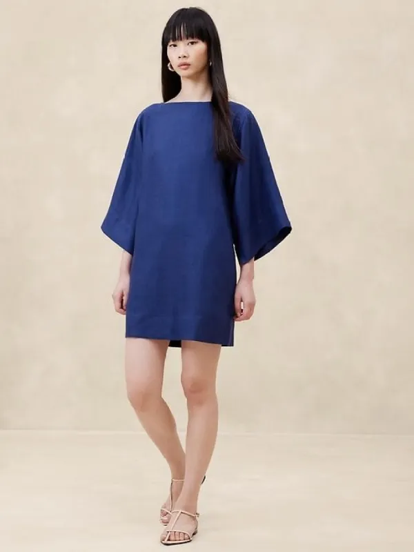chinese dress ladies Banana Republic Livia Dress Linen V Neck Mini Length Blue w/Tags Size –  Stash Boutique main image 0