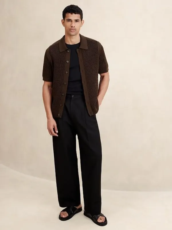 Point Sur Open-Knit Sweater Polo sold by Banana Republic