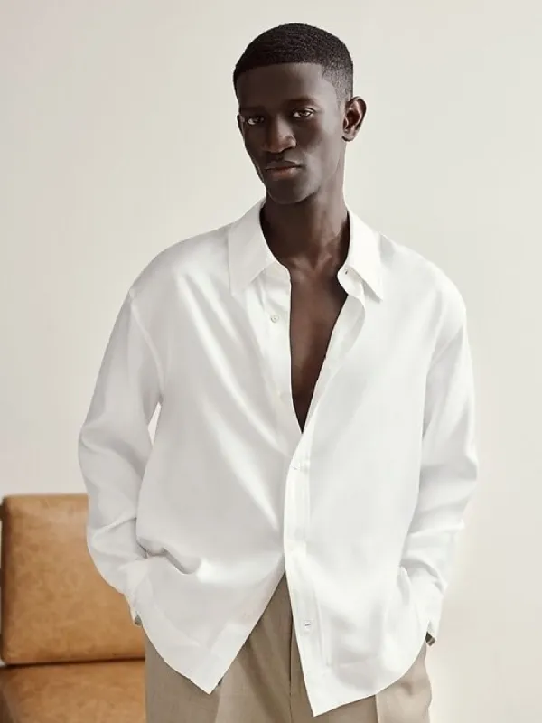 Lyam Relaxed Silk Shirt sold by Banana Republic