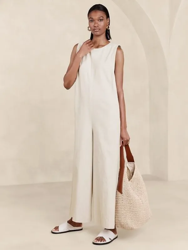 Pinnacles Cotton-Linen Jumpsuit sold by Banana Republic