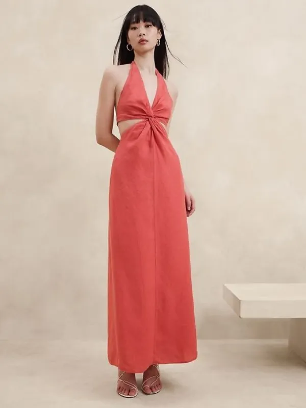 Lisa Linen Midi Dress sold by Banana Republic