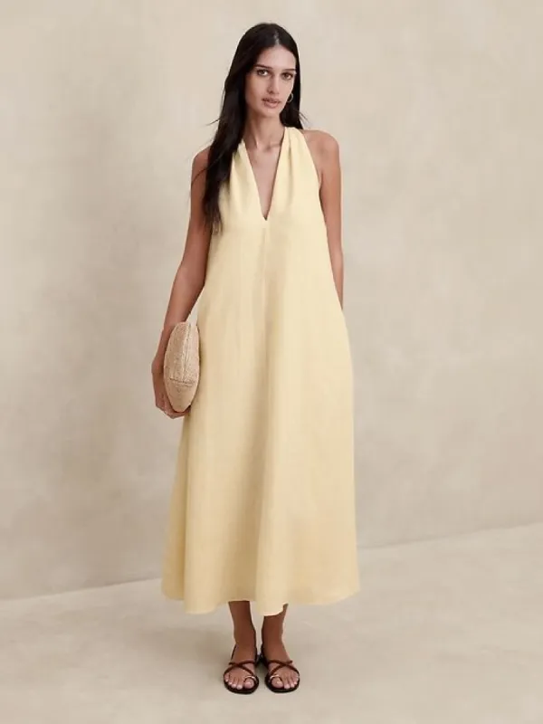 Pauline Linen Midi Dress sold by Banana Republic