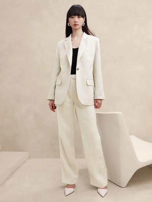 Lina Relaxed Linen Blazer sold by Banana Republic