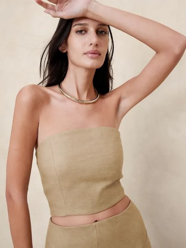 Lisa Linen Strapless Top sold by Banana Republic