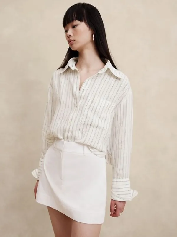 The Boxy Crop Linen Shirt sold by Banana Republic