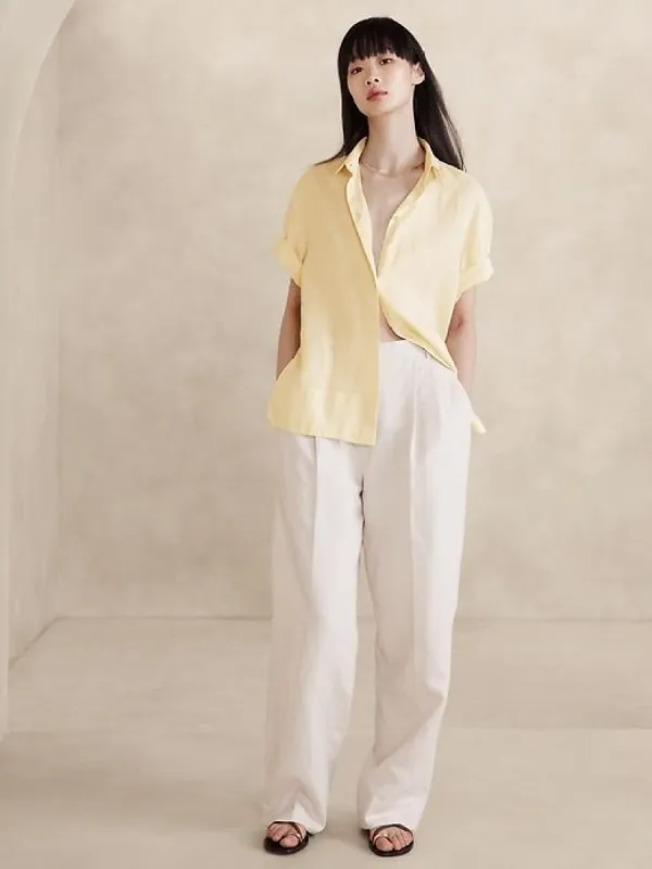 The Boxy Crop Linen Shirt sold by Banana Republic