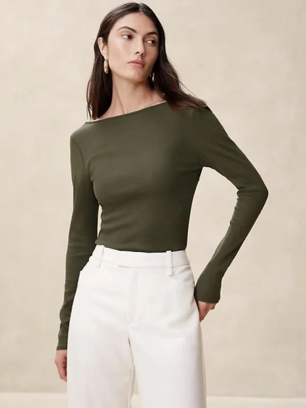 Ribbed Scoop-Back Top made by Banana Republic