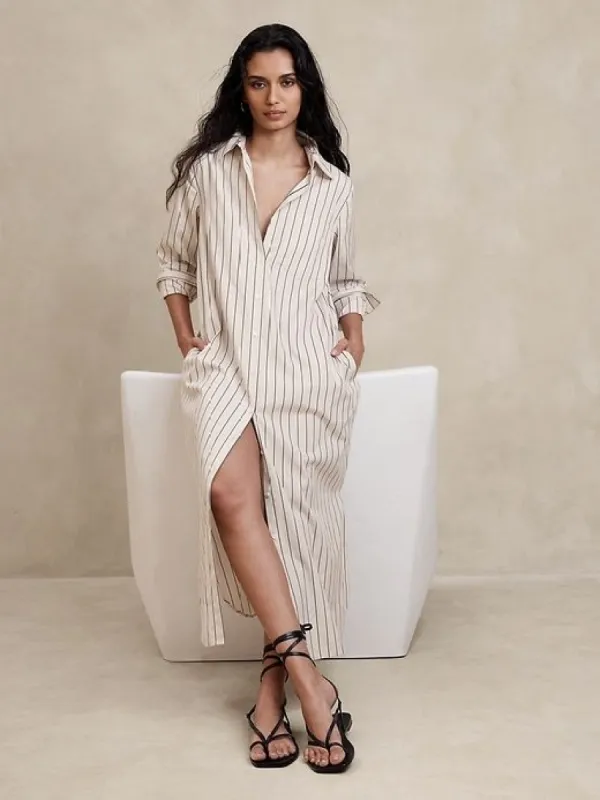 knee length dresses for ladies Cruz Poplin Maxi Dress  GAP (International)