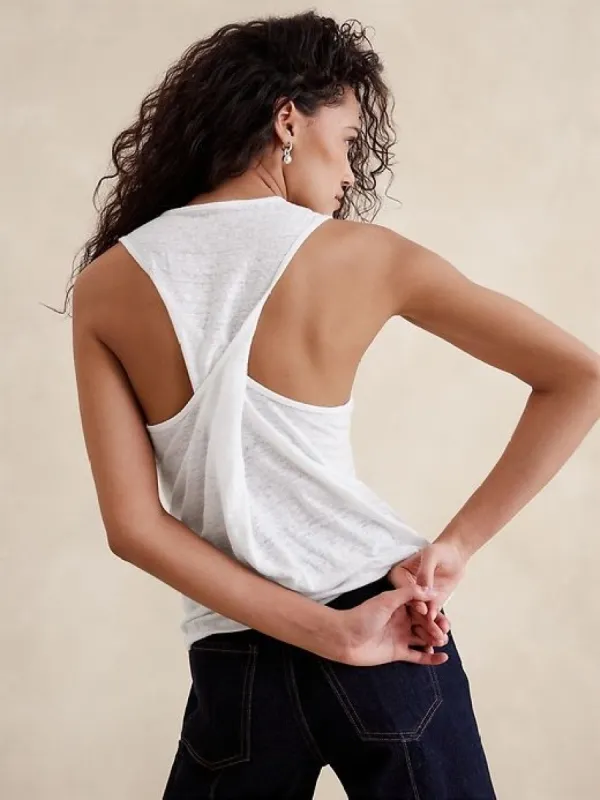 Linen Twist-Back Tank sold by Banana Republic