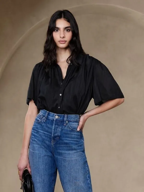 Rosalie Cotton-Silk Top sold by Banana Republic