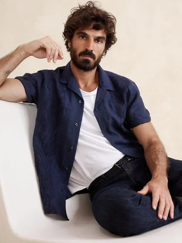 Embroidered Linen Resort Shirt sold by Banana Republic