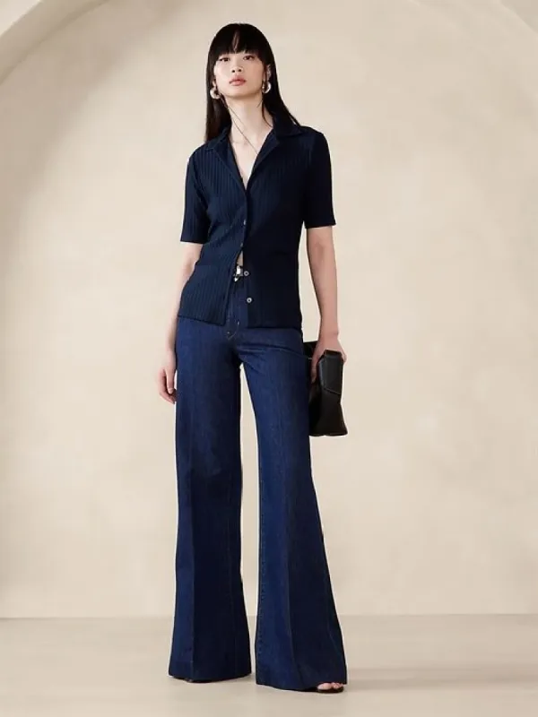 Sur Ribbed Short-Sleeve Resort Shirt sold by Banana Republic