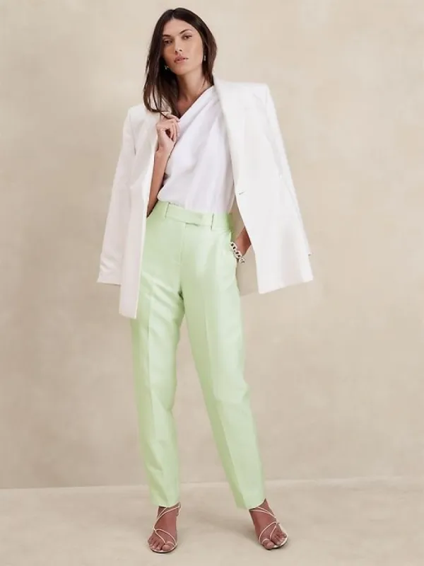 High-Rise Italian Viscose-Linen Pant sold by Banana Republic
