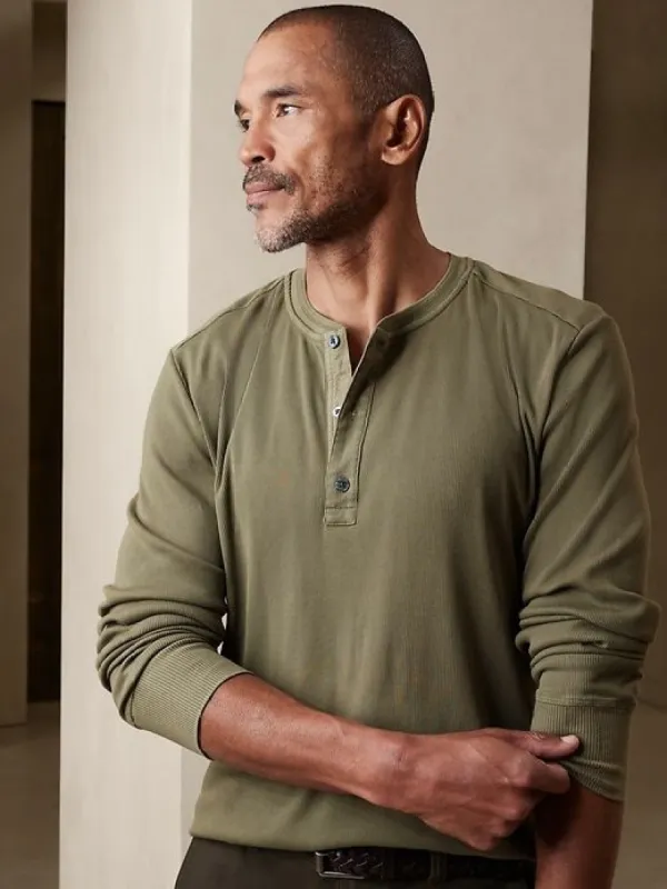 Authentic Ribbed Cotton Henley sold by Banana Republic