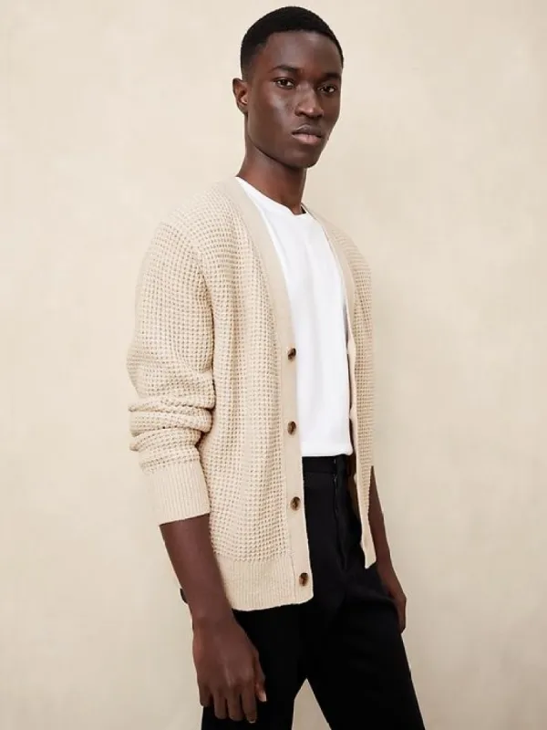 Avila Waffle-Knit Cardigan sold by Banana Republic