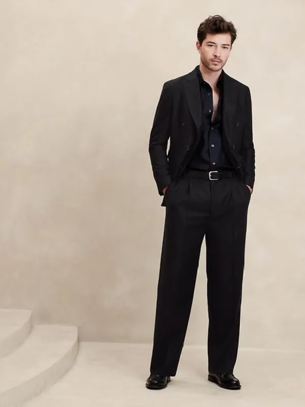 Signature Italian Hopsack Wide-Leg Pant sold by Banana Republic